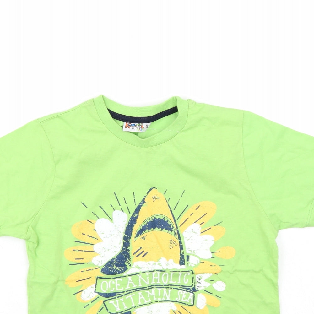 Kool Kids Boys Green   Basic T-Shirt Size 10 Years