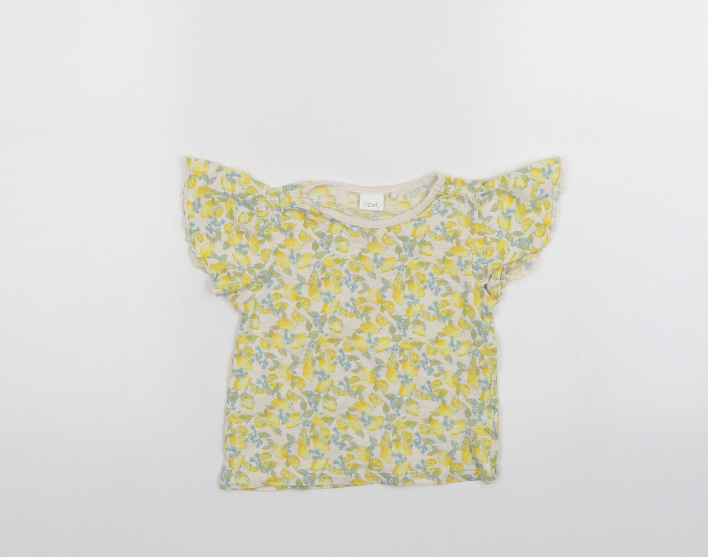 NEXT Girls Yellow Floral  Basic T-Shirt Size 2-3 Years