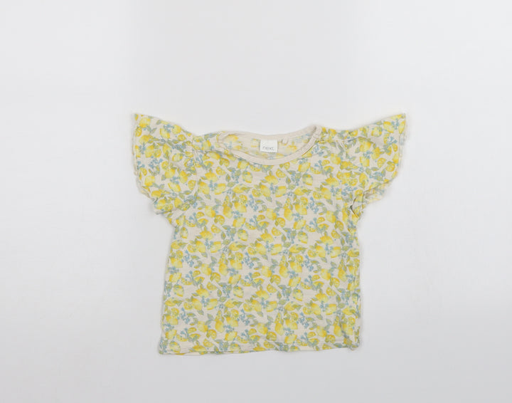 NEXT Girls Yellow Floral  Basic T-Shirt Size 2-3 Years