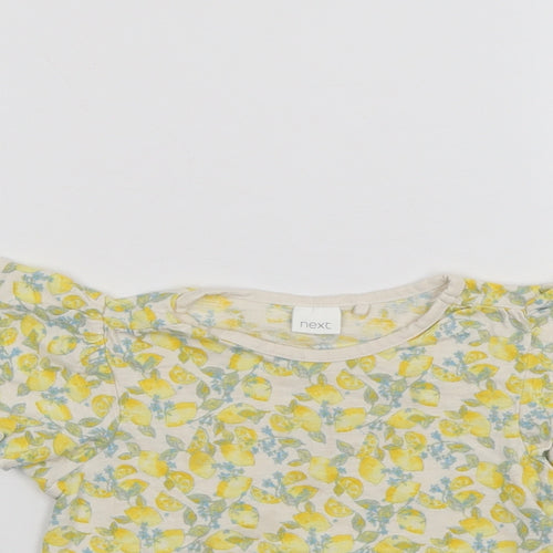 NEXT Girls Yellow Floral  Basic T-Shirt Size 2-3 Years