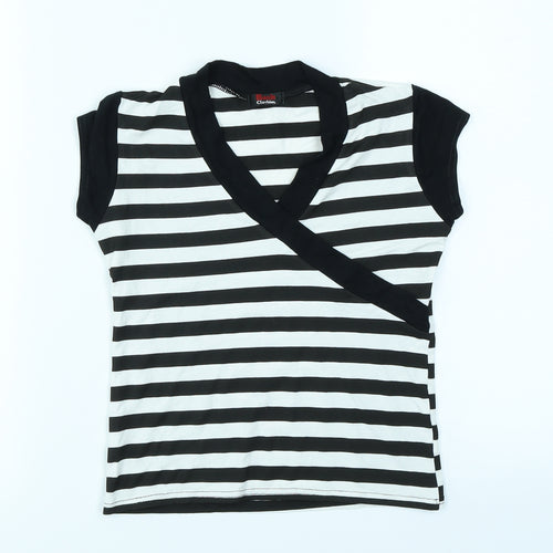 Bash Clothing Girls Black Striped  Basic T-Shirt Size 13 Years
