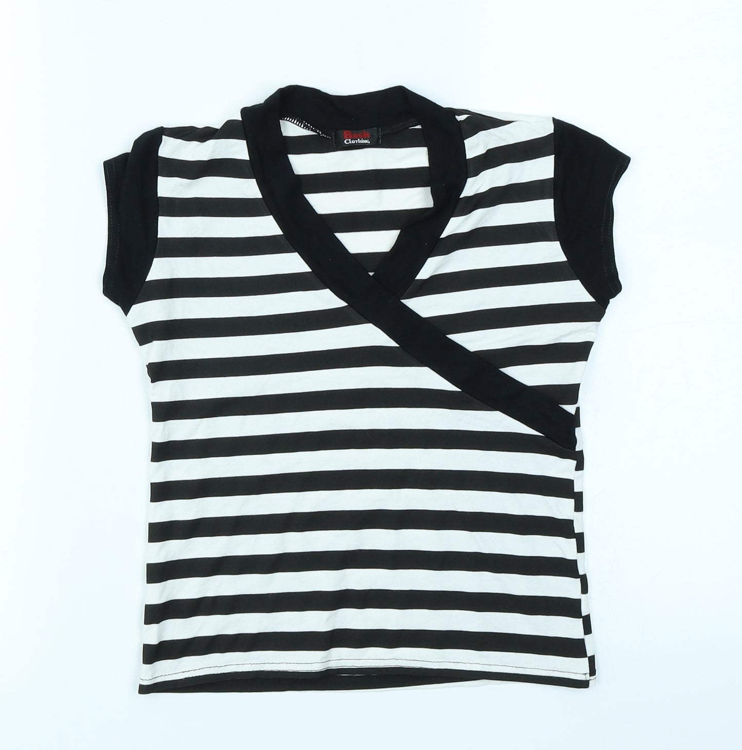 Bash Clothing Girls Black Striped  Basic T-Shirt Size 13 Years
