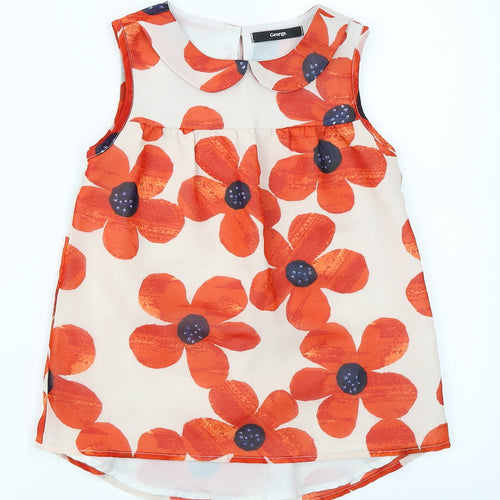 George Girls Ivory Fair Isle  Basic Blouse Size 8-9 Years