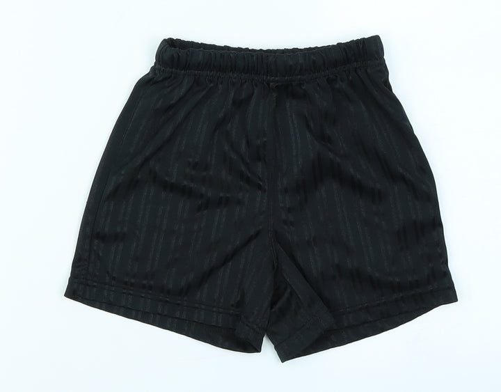 School life Girls Black Striped Sweat Shorts Size 4-5 Years