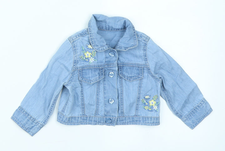 George Girls Blue Denim Basic Button-Up Size 0-3 Months