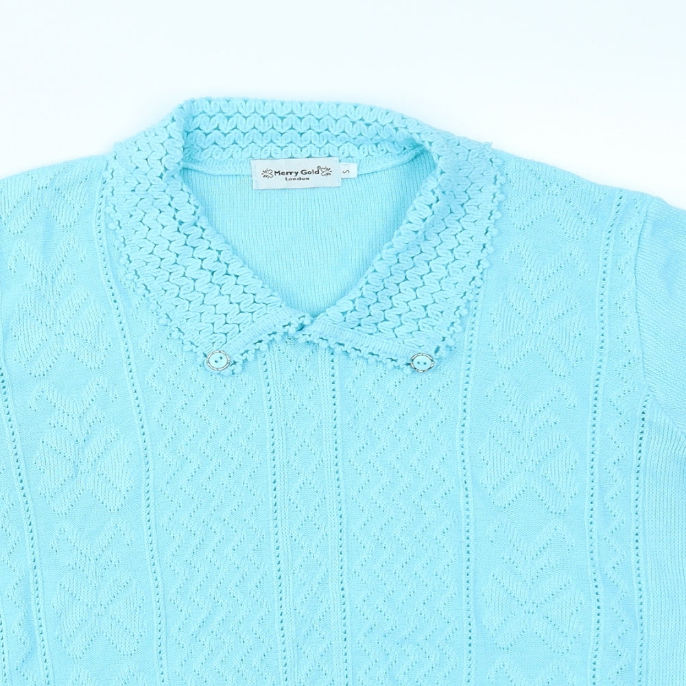 Merry Gold Womens Blue  Knit Pullover Jumper Size S