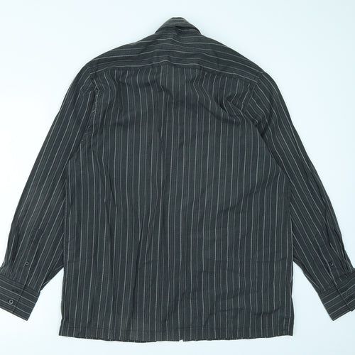 Emporio Mens Grey Striped   Button-Up Size XL