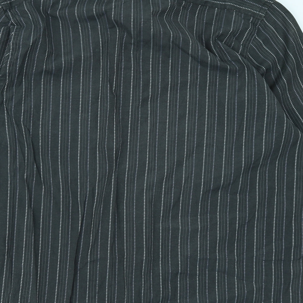 Emporio Mens Grey Striped   Button-Up Size XL