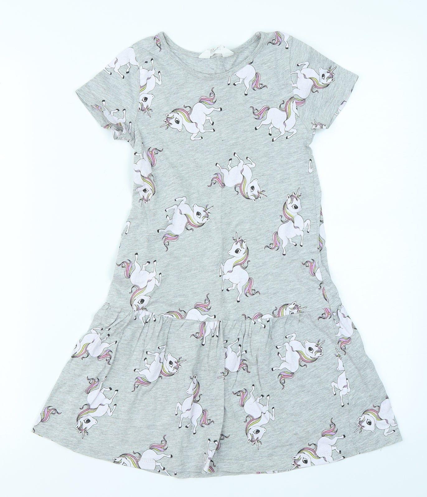 H&M Girls Grey   T-Shirt Dress  Size 7-8 Years