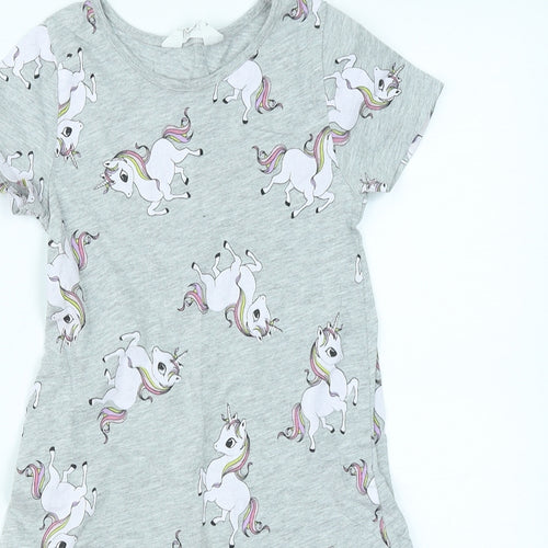 H&M Girls Grey   T-Shirt Dress  Size 7-8 Years
