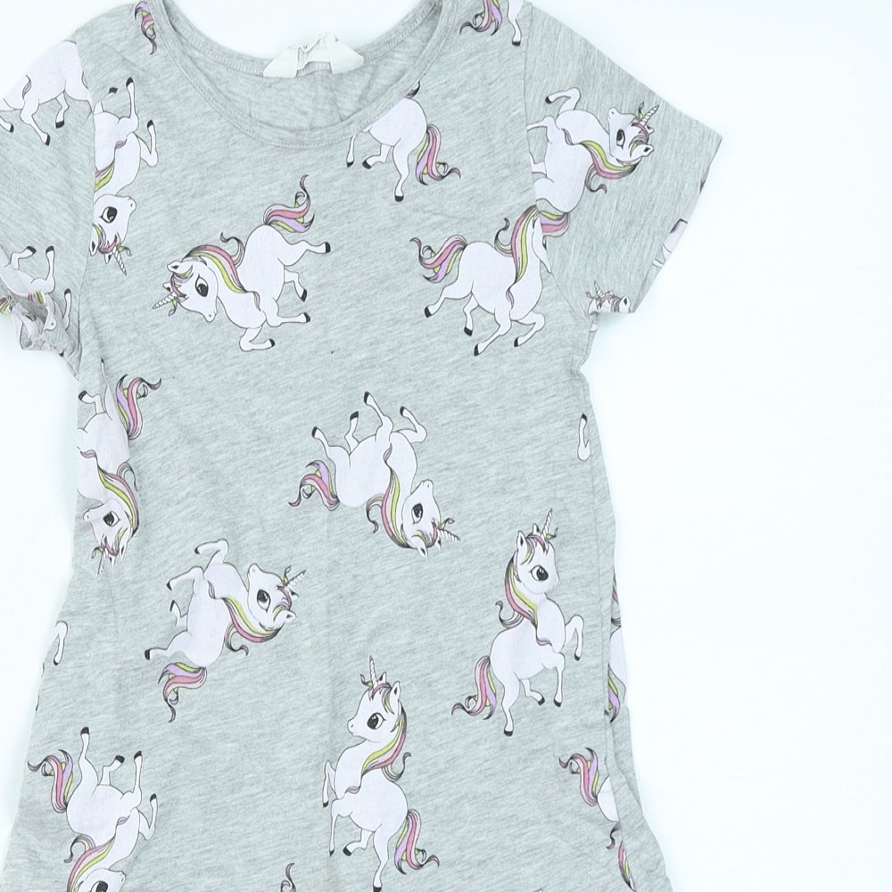 H&M Girls Grey   T-Shirt Dress  Size 7-8 Years