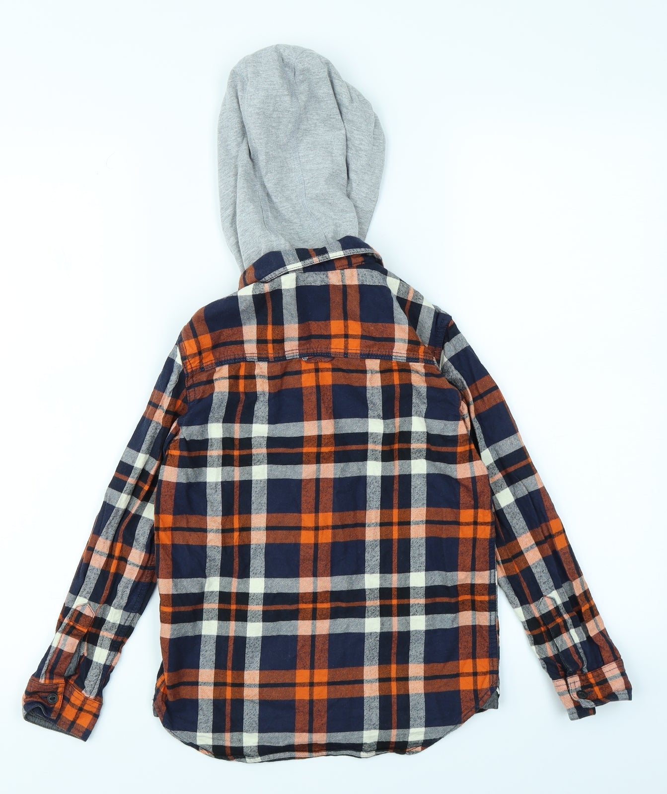 River Island Boys Orange Plaid  Basic Button-Up Size 8 Years