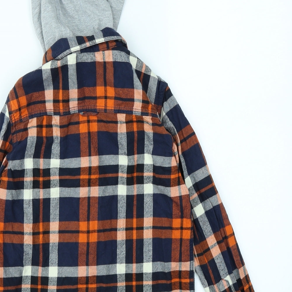 River Island Boys Orange Plaid  Basic Button-Up Size 8 Years