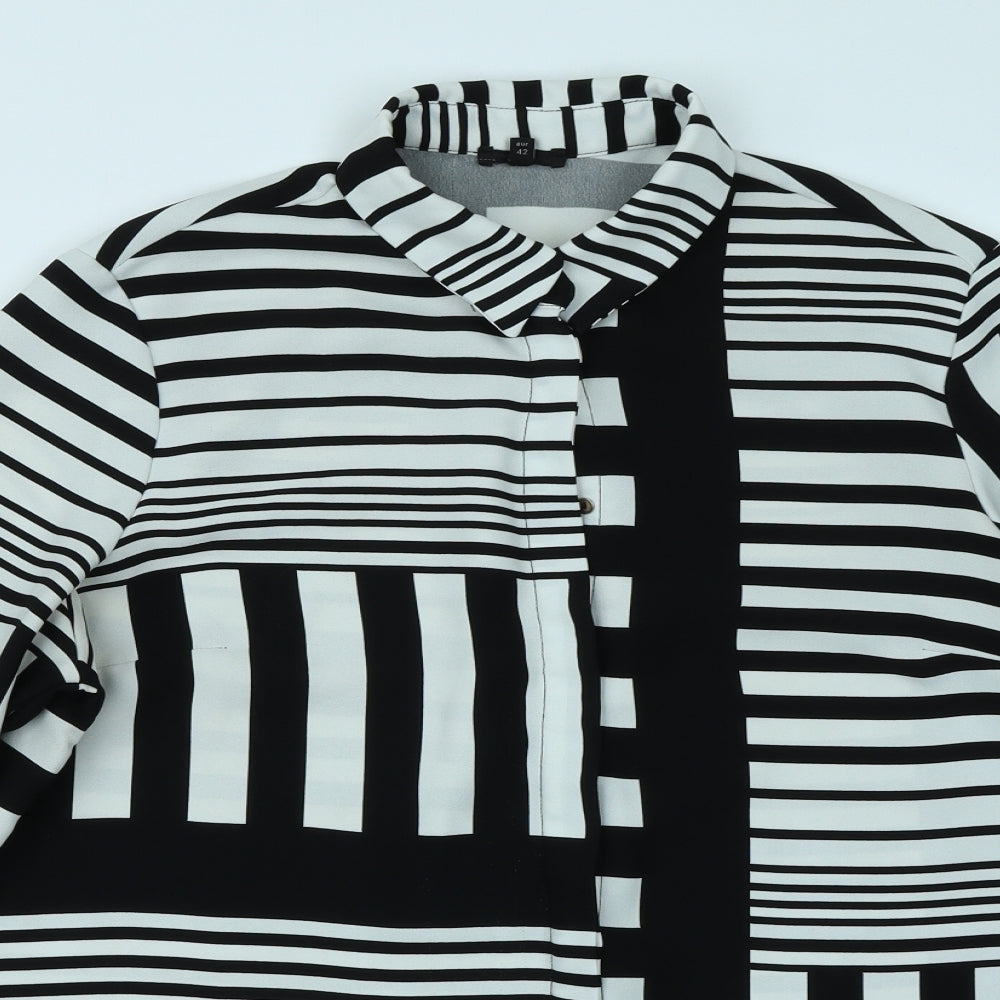 Rive Island Womens Black Striped  Basic Button-Up Size 16