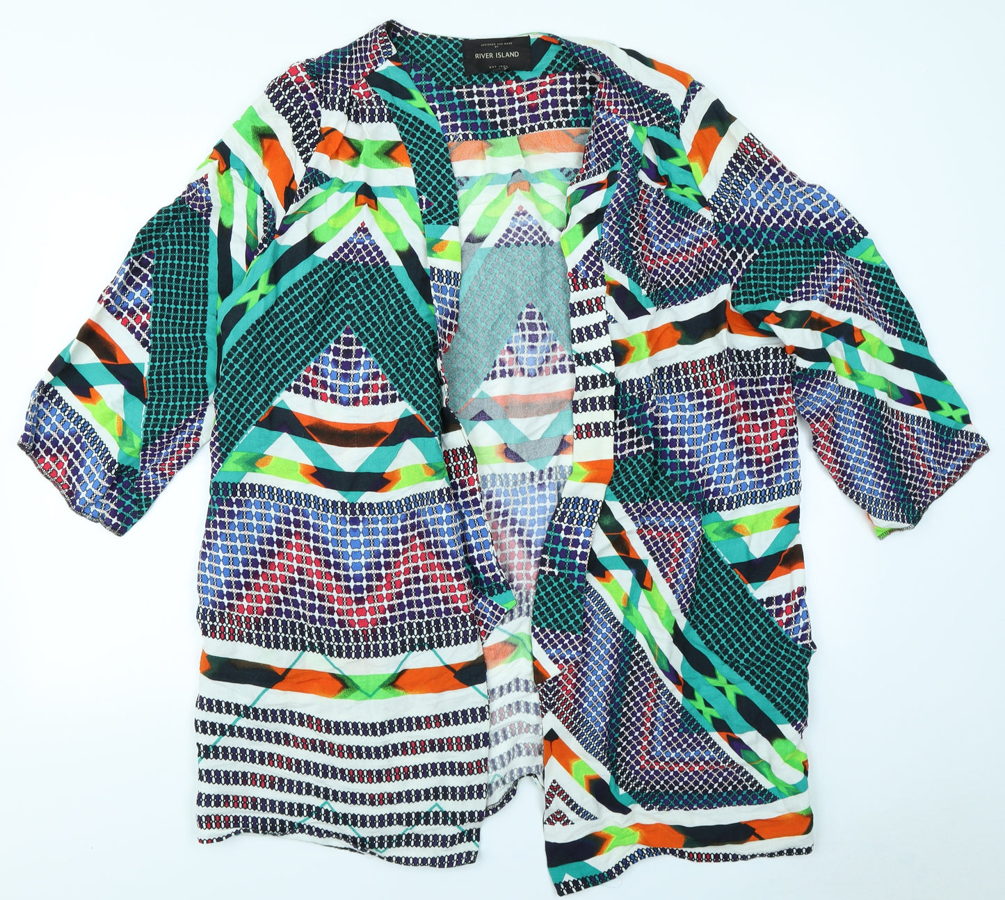 River Island Womens Green Geometric  Kimono Jacket Size 18