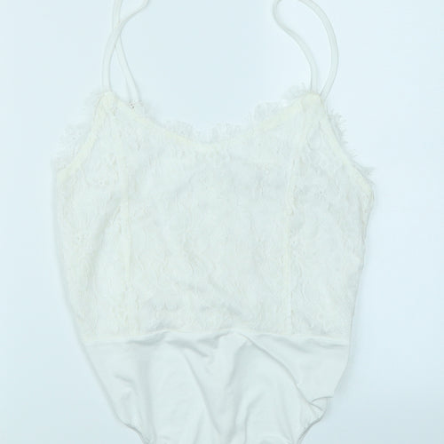 Missguided Womens White   Bodysuit One-Piece Size 16