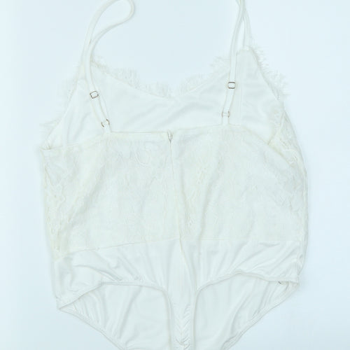 Missguided Womens White   Bodysuit One-Piece Size 16