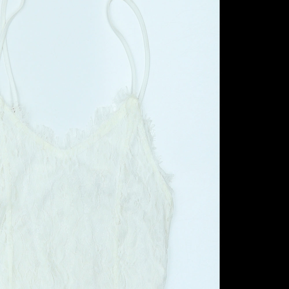 Missguided Womens White   Bodysuit One-Piece Size 16