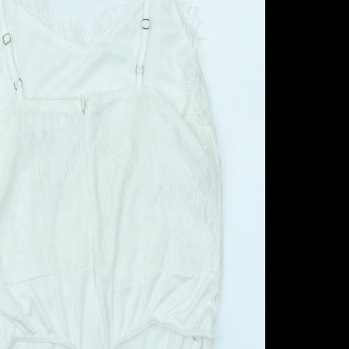 Missguided Womens White   Bodysuit One-Piece Size 16