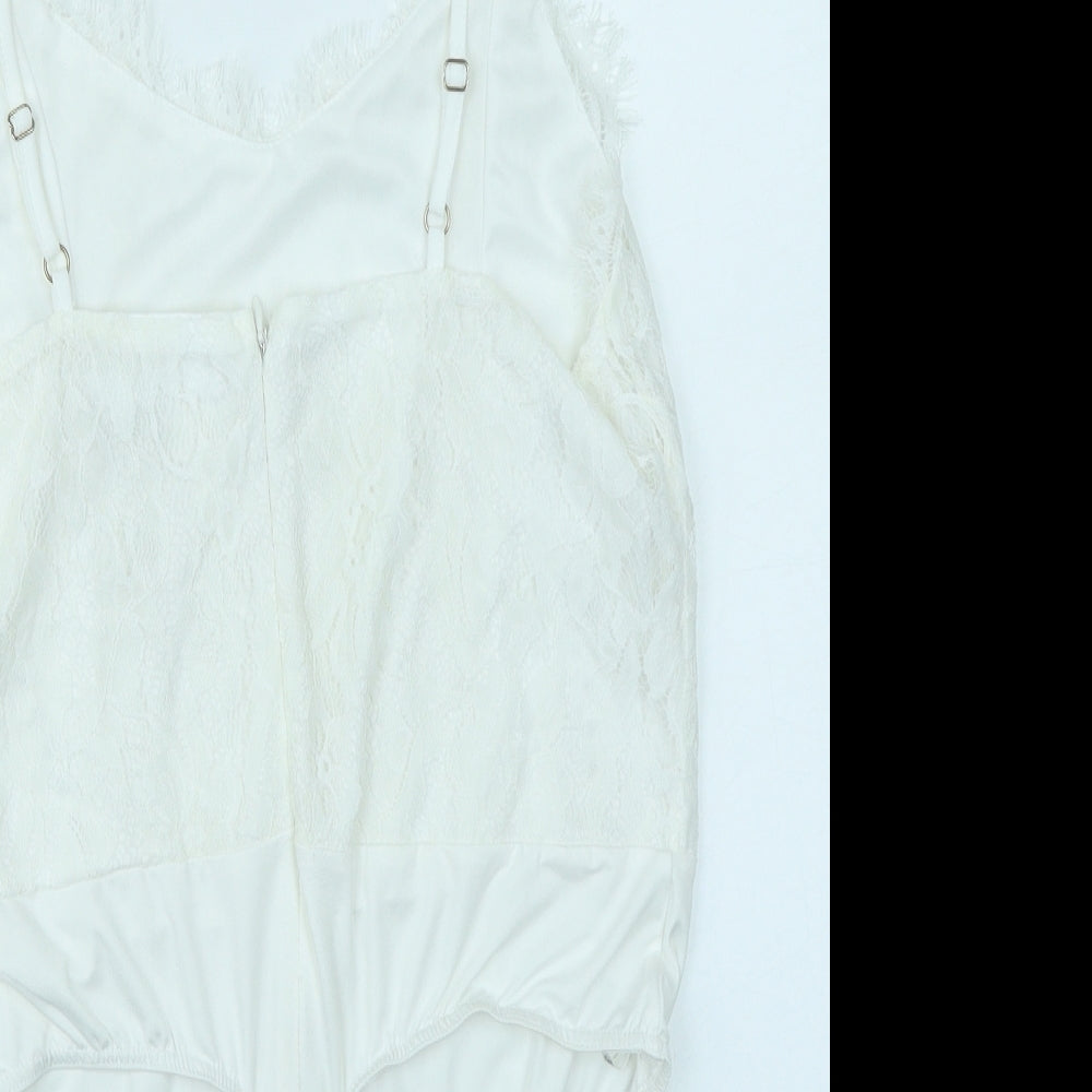 Missguided Womens White   Bodysuit One-Piece Size 16