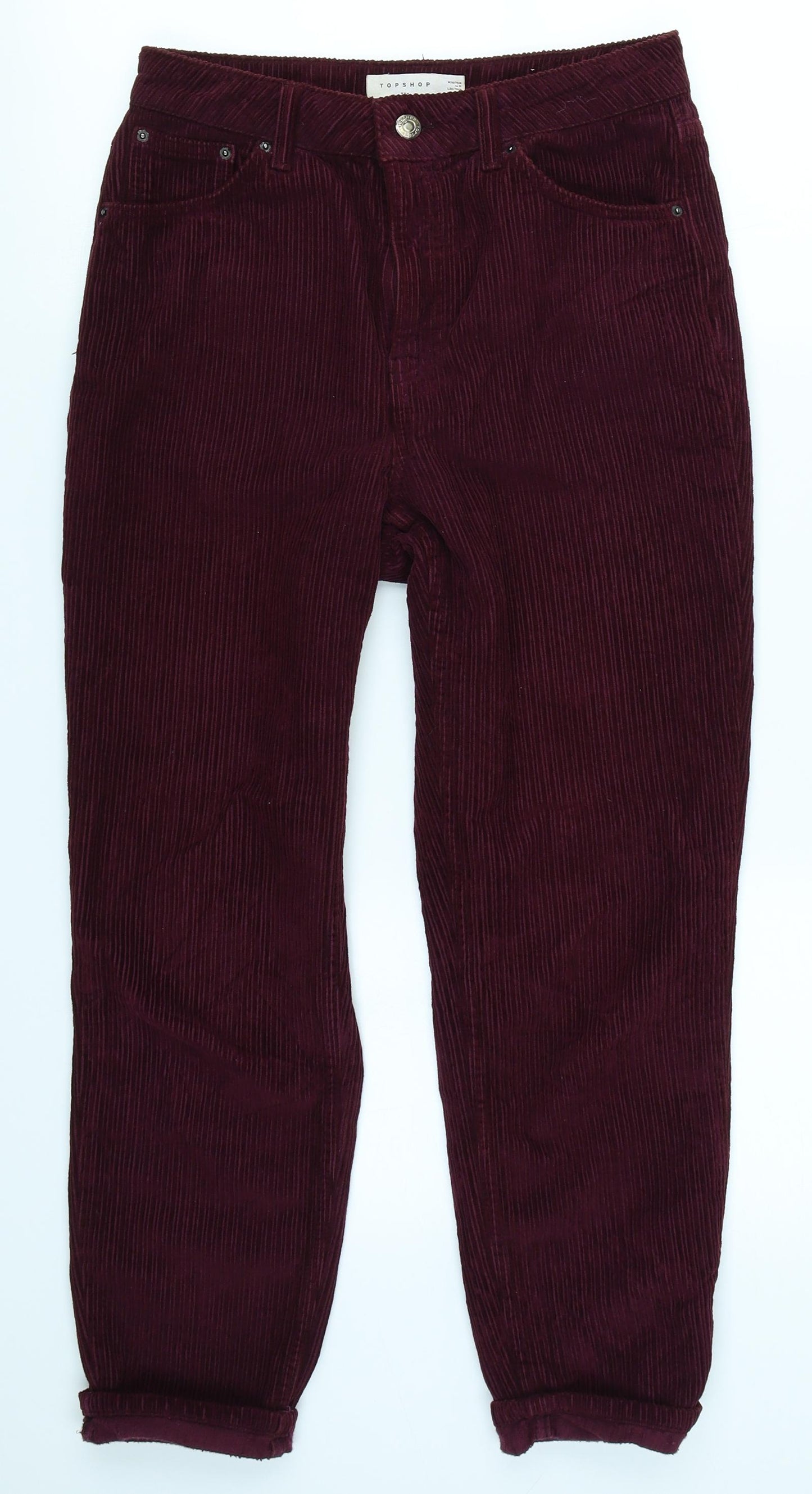 Topshop Womens Red  Corduroy Chino Trousers Size 28 in L30 in