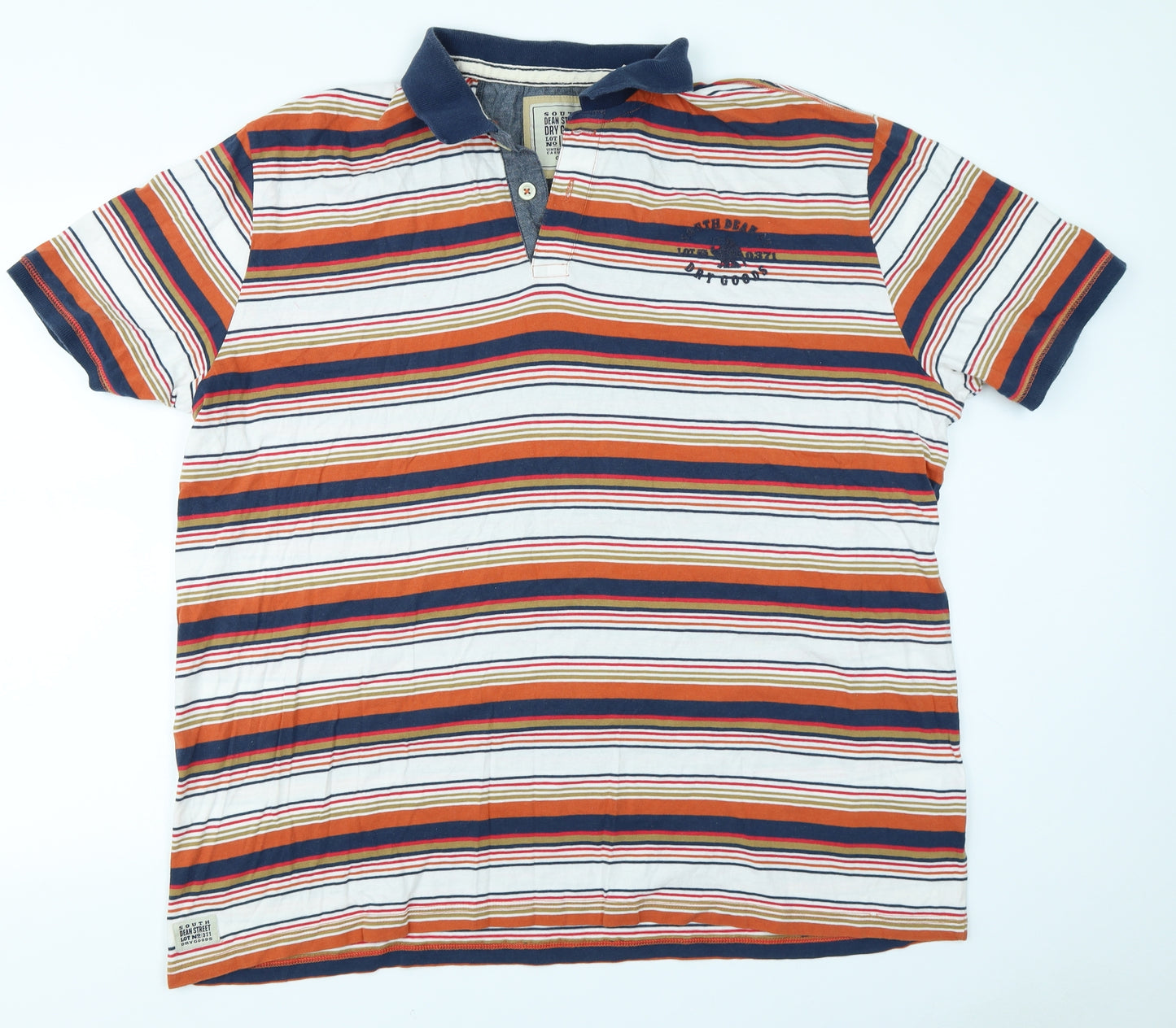 George Mens Orange Striped   Polo Size 2XL