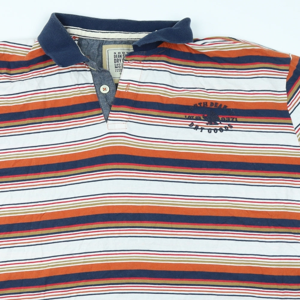 George Mens Orange Striped   Polo Size 2XL