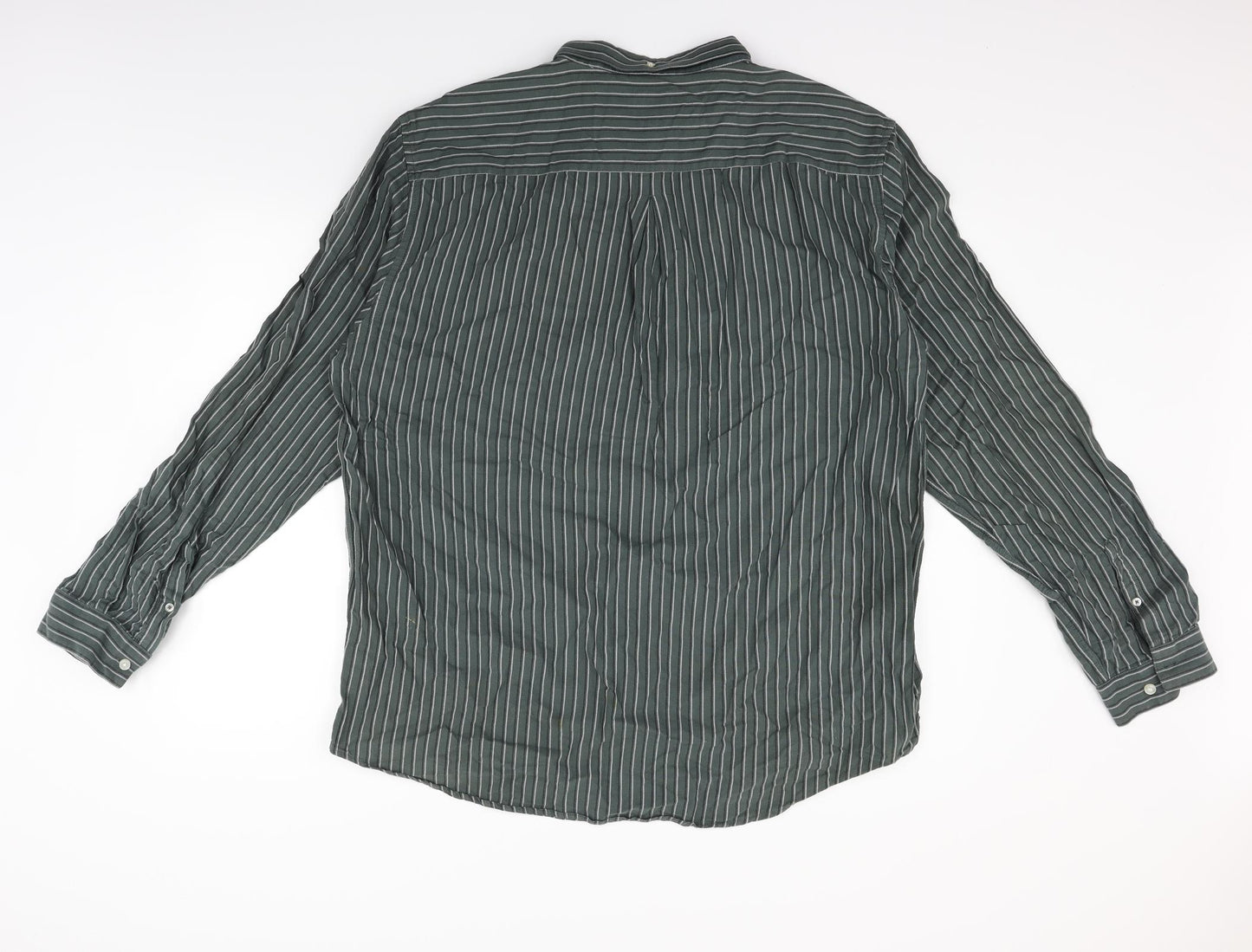 River Island Mens Green Striped   Button-Up Size 2XL