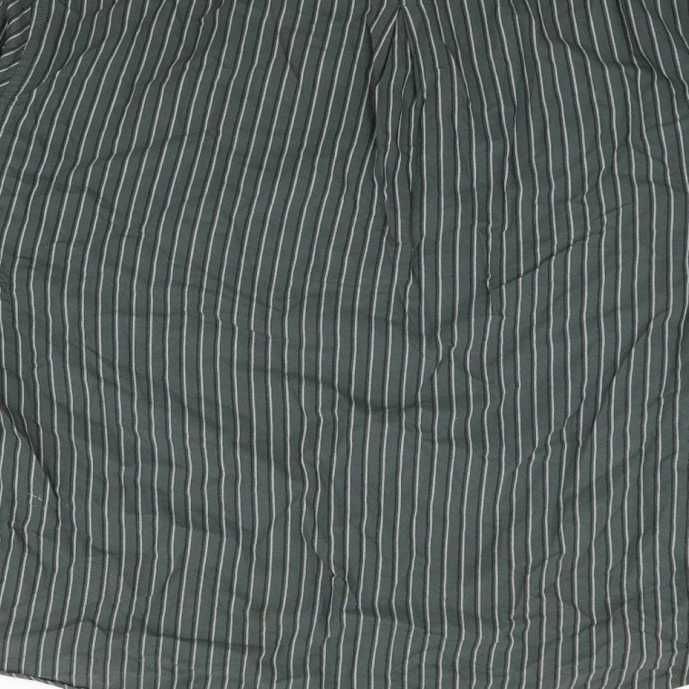 River Island Mens Green Striped   Button-Up Size 2XL