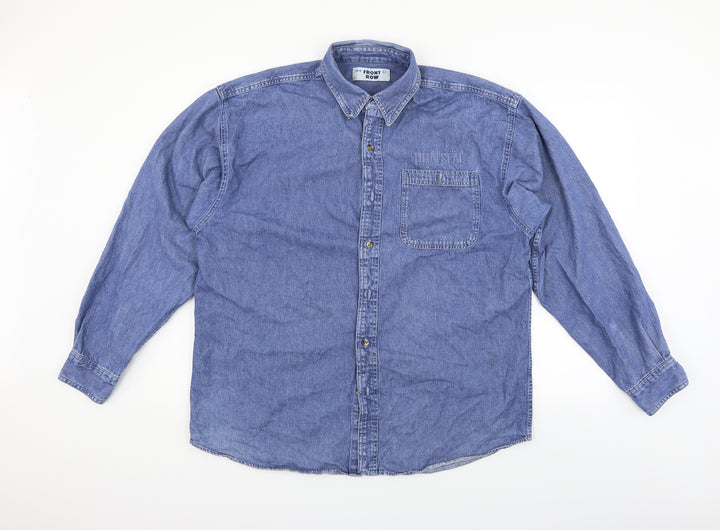 Front Row Mens Blue    Button-Up Size L