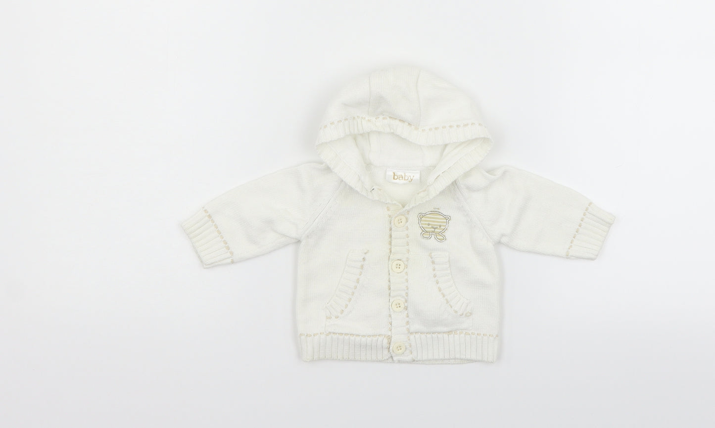 Baby Boys White   Cardigan Jumper Size 0-3 Months