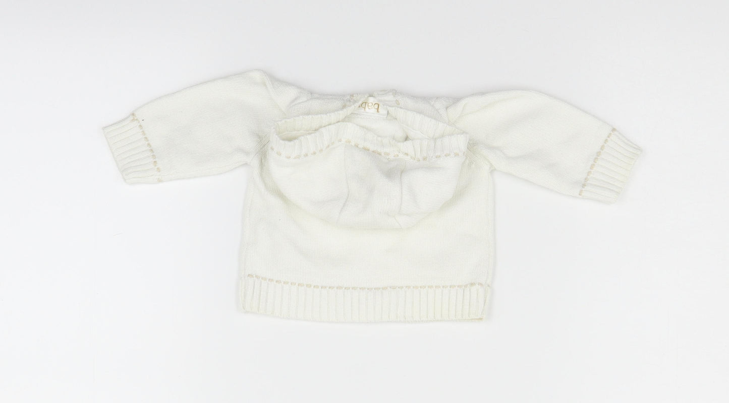 Baby Boys White   Cardigan Jumper Size 0-3 Months