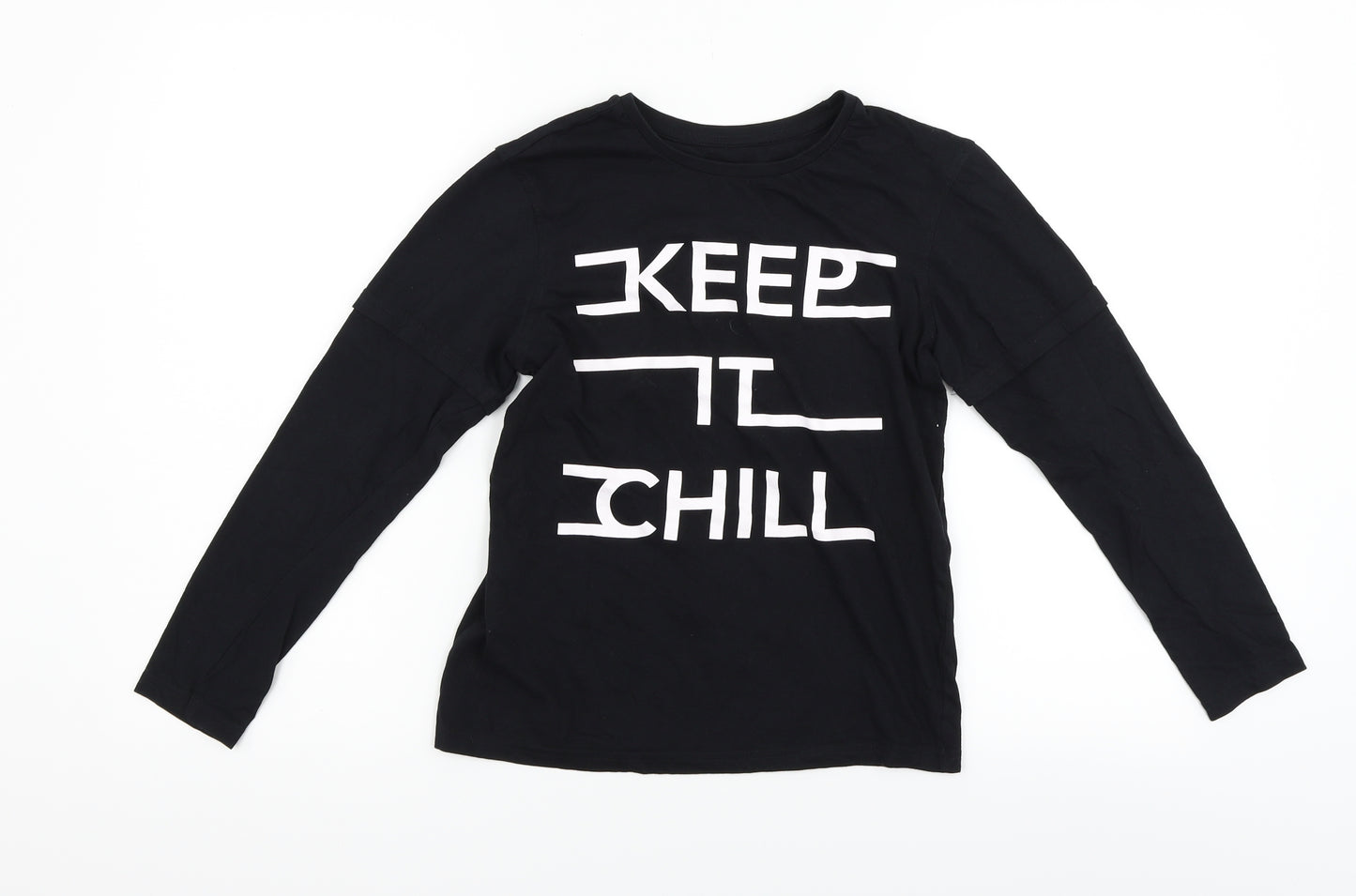 George Girls Black   Basic T-Shirt Size 10-11 Years  - keep it chill