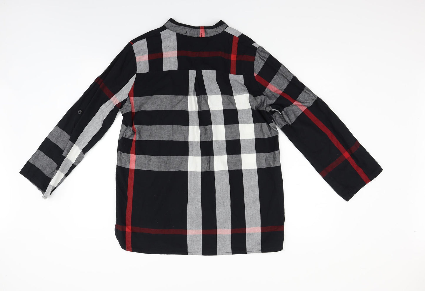 My Dress Room Womens Black Check  Basic Blouse Size 2XL