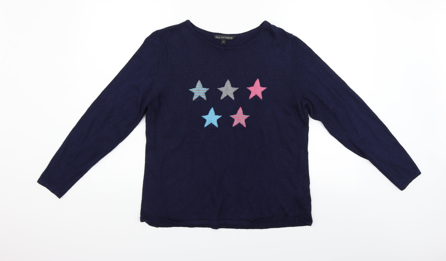 Love knitwear Womens Blue   Pullover Jumper Size 14  - STARS