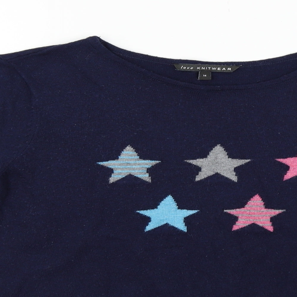 Love knitwear Womens Blue   Pullover Jumper Size 14  - STARS