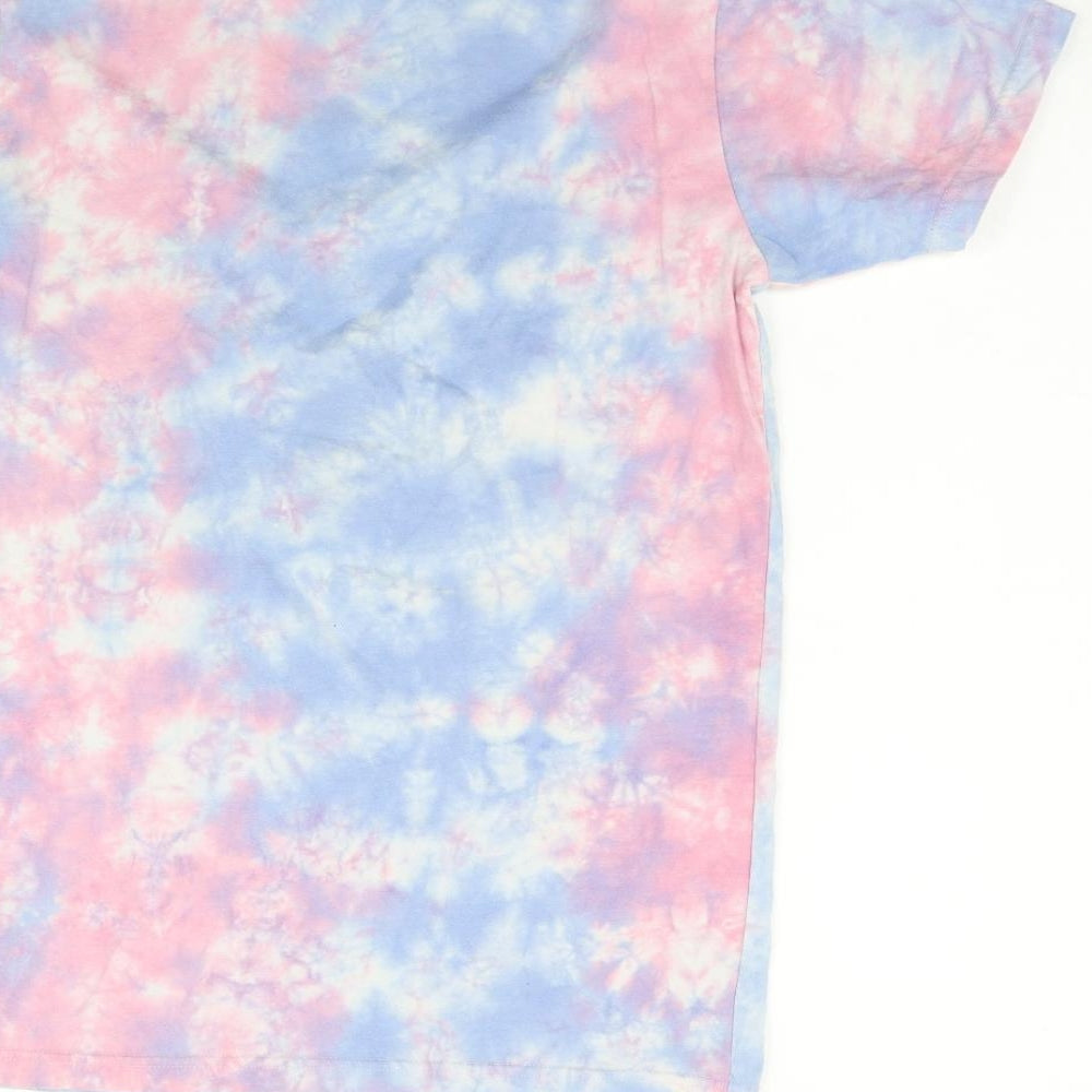 Ellese Womens Blue Geometric  Basic T-Shirt Size 8