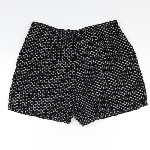 TU Womens Black Geometric  Cut-Off Shorts Size 12