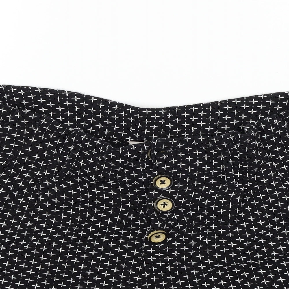 TU Womens Black Geometric  Cut-Off Shorts Size 12