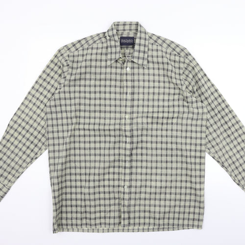 Hazard Menswear Mens Beige Check   Button-Up Size L