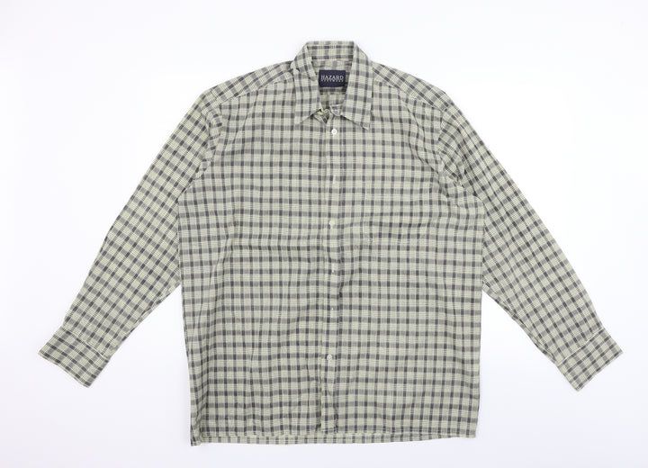 Hazard Menswear Mens Beige Check   Button-Up Size L