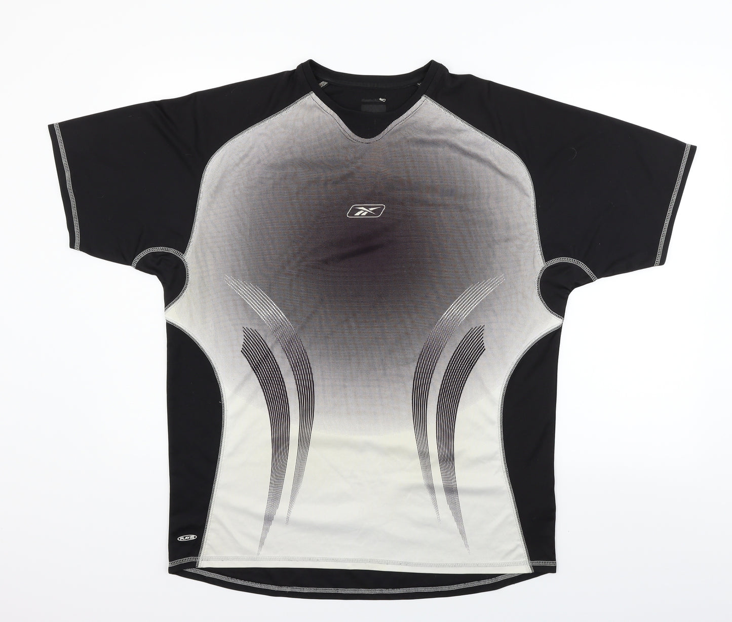 Reebok Mens White Geometric   T-Shirt Size XL