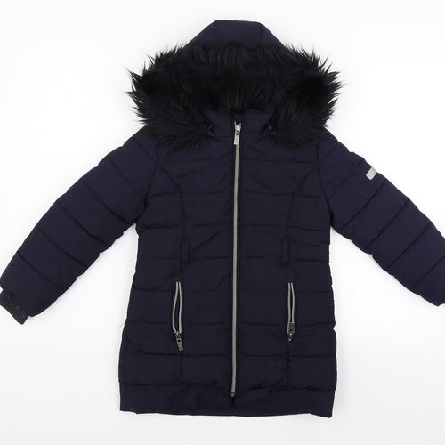 Jasper Conran Boys Blue   Jacket Coat Size 6-7 Years  - faux ur