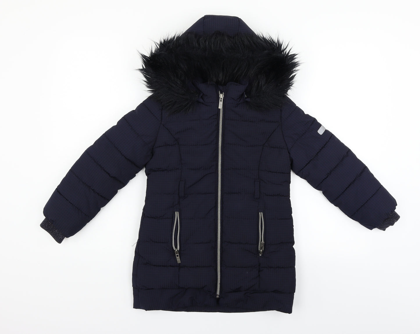 Jasper Conran Boys Blue   Jacket Coat Size 6-7 Years  - faux ur