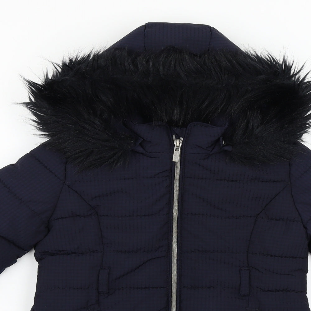Jasper Conran Boys Blue   Jacket Coat Size 6-7 Years  - faux ur