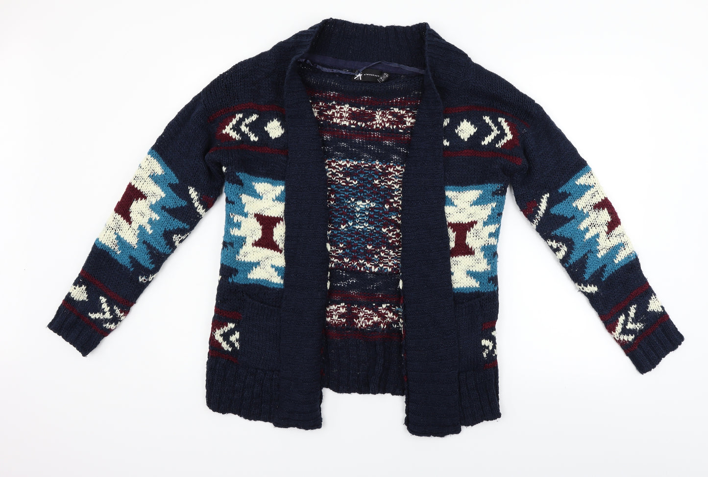 Atmosphere Womens Blue Geometric  Cardigan Jumper Size 12