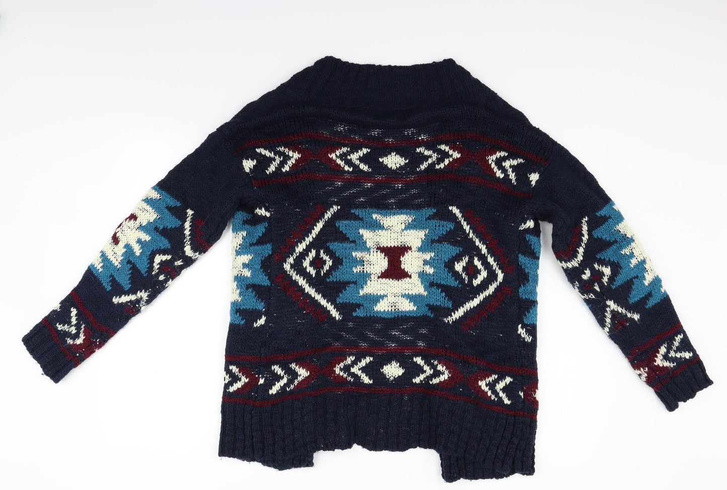 Atmosphere Womens Blue Geometric  Cardigan Jumper Size 12