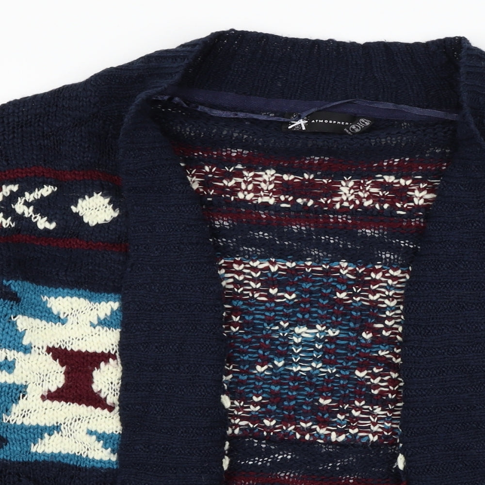 Atmosphere Womens Blue Geometric  Cardigan Jumper Size 12