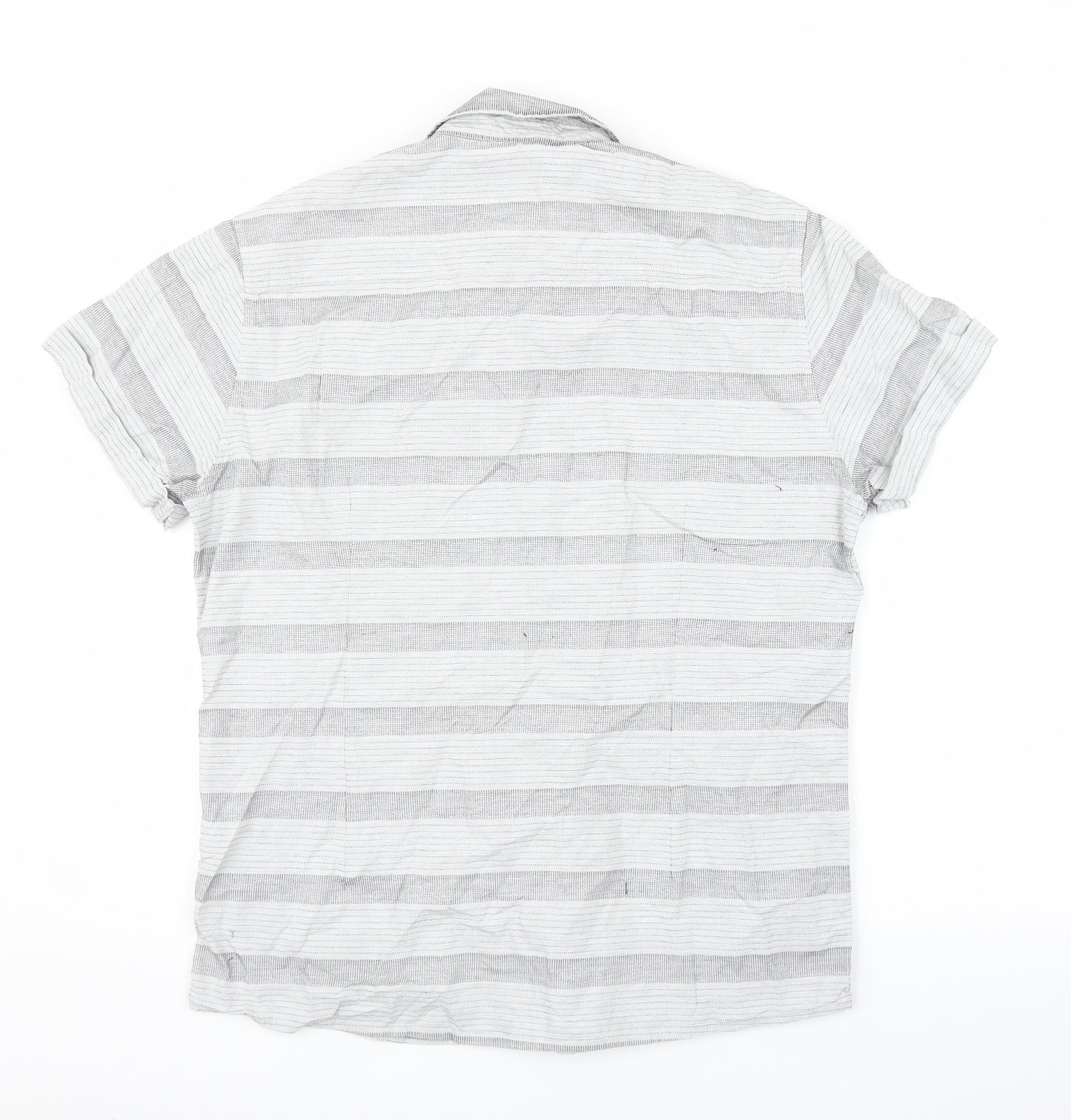 ACW85 Mens Grey Striped   Button-Up Size L