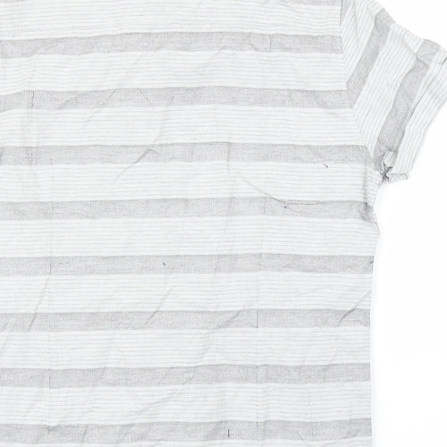 ACW85 Mens Grey Striped   Button-Up Size L
